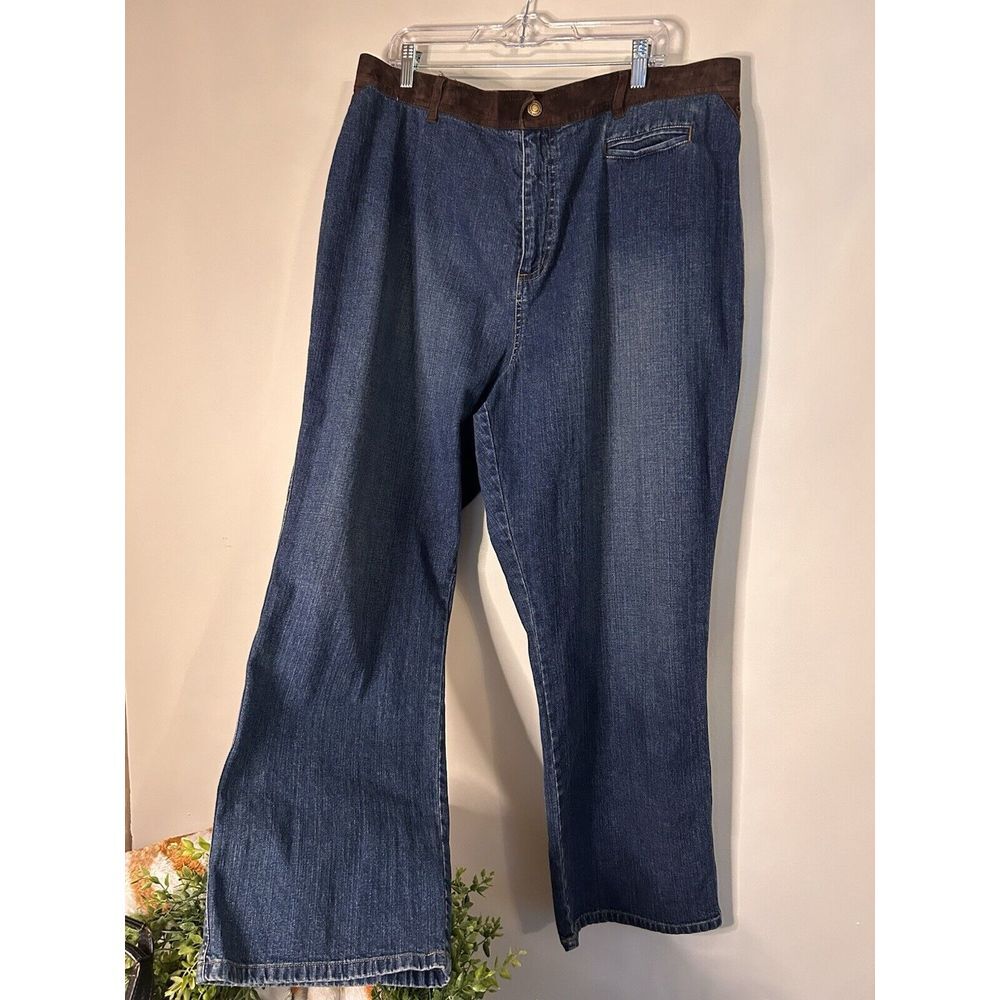 Lauren Jeans Co. Ralph Lauren 20W Jeans Suede Waistband Straight‎ Leg